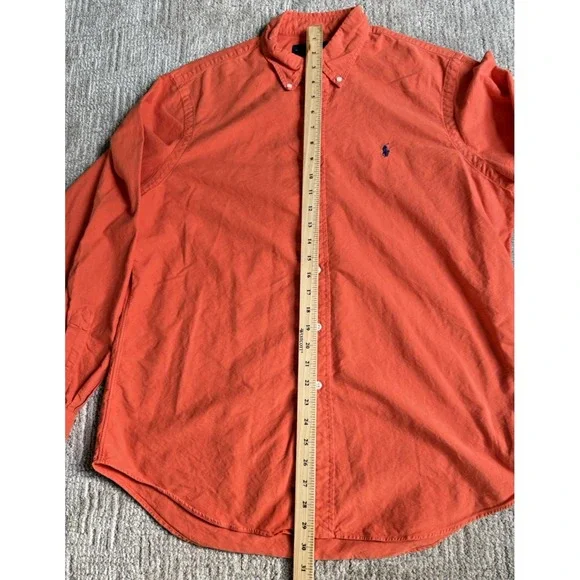 Vintage Ralph Lauren‎ Polo Shirt Mens Large Orange Short Sleeve Button Down Pony - Picture 5 of 8